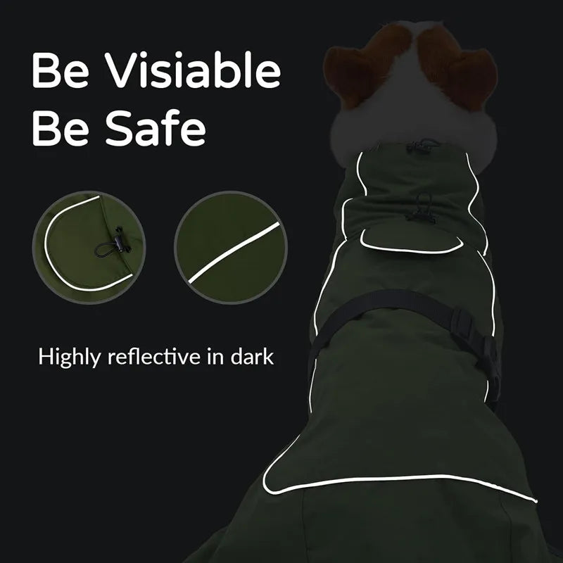 Reflective Dog Gear: Waterproof, Outdoors Raincoat Windbreaker for All Dog Sizes With Reflective Strip, Adjustable Straps & Snap Button / Rungear