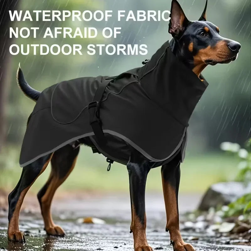 Reflective Dog Gear: Waterproof, Outdoors Raincoat Windbreaker for All Dog Sizes With Reflective Strip, Adjustable Straps & Snap Button / Rungear