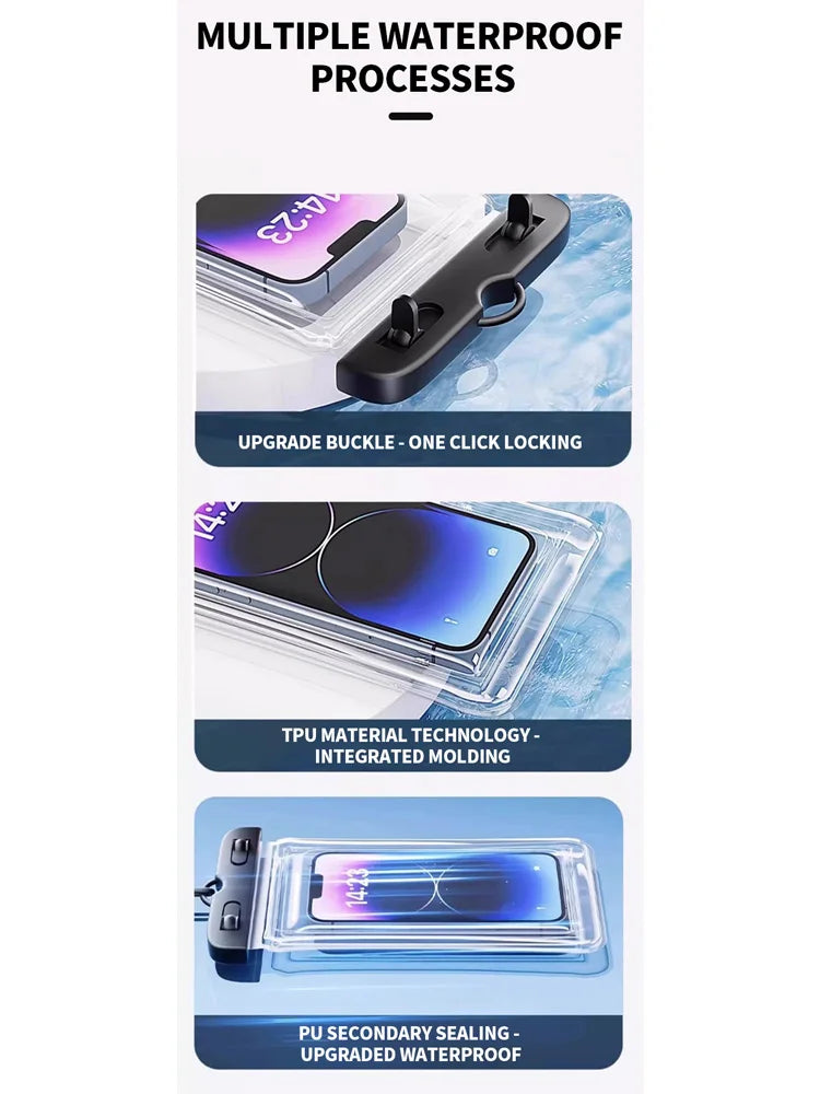 Waterproof Underwater Dry Bag Case Phone Pouch Cover For Outdoor Weather 6 inch