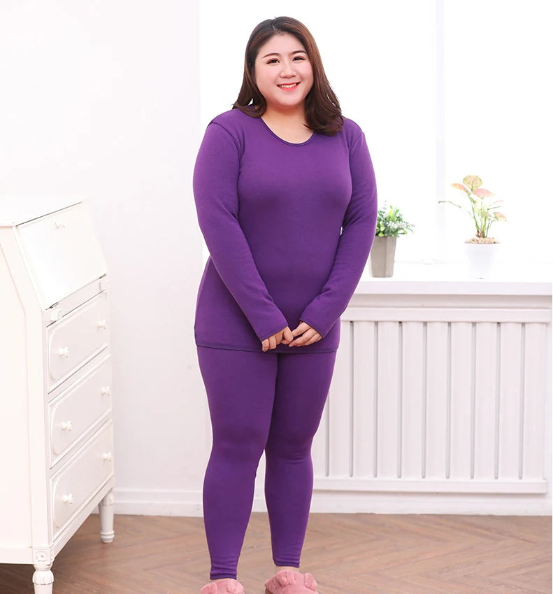 Women's Thermal Apparel: Plus Size, Warm Base Layers Long John Thermal Underwear And Undershirt Sets / Rungear