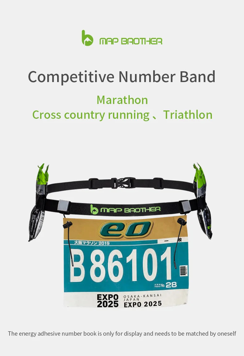 Running Race Accessories: MAP BROTHER M3020 Unisex Triathlon Marathon Race Number Belt With Gel Holder Running Belt / Rungear