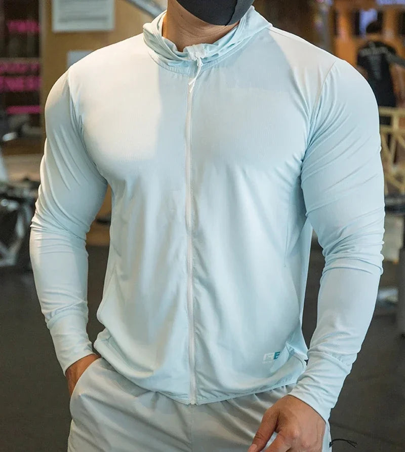 Men's Running Clothing: Waterproof, Ice Silk, Quick-Dry, Hooded Windbreaker Sports Jackets / Rungear
