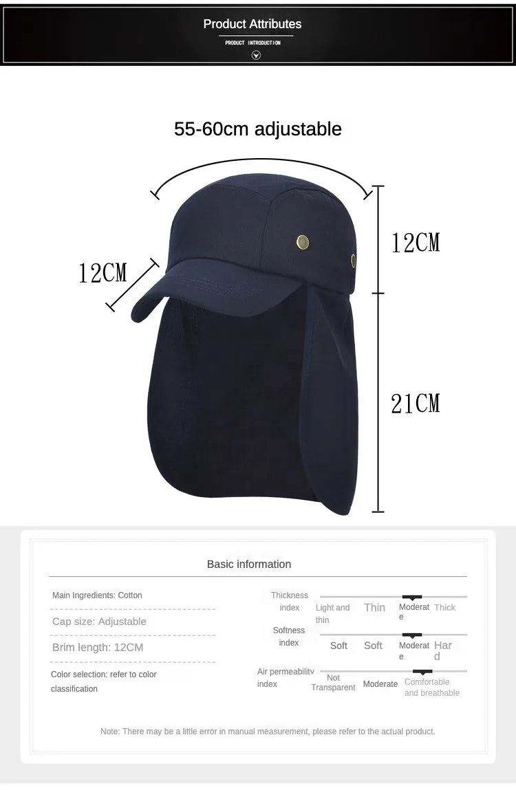 Outdoor Sun Hat Cap With Sun Protection and Neck Flap For Men And Women