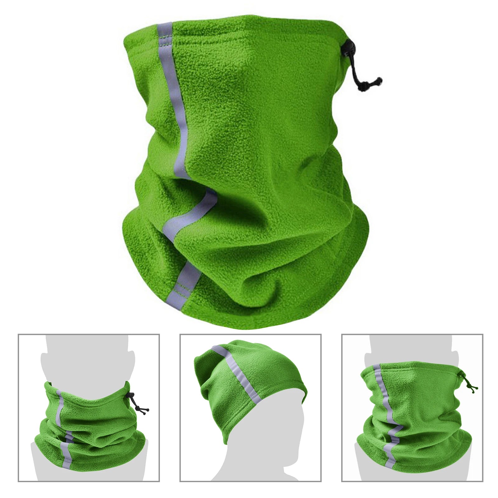 Winter Safety Apparel: Reflective, Windproof, Fleece Neck Gaiter with Adjustable Drawstring for Outdoor Sports, Hiking / Rungear