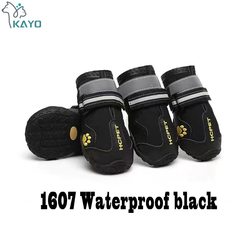 Dog Boots 4-Pack | Waterproof & Breathable, Anti-Slip Rubber Sole, Reflective Velcro Straps | Sizes 1–8 | RUNGEAR