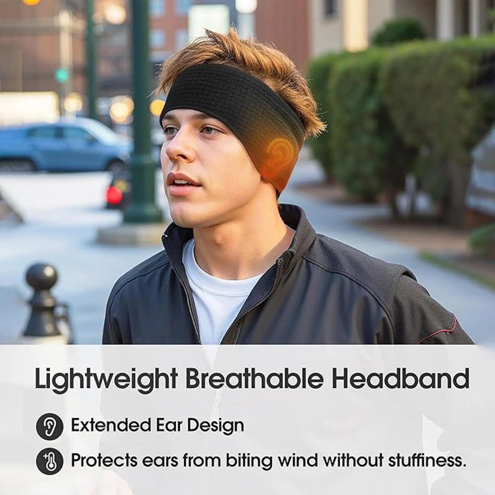 Unisex Thermal Windproof Stretchy Ear Warmer Headband for Running Skiing Cycling Winter Sports