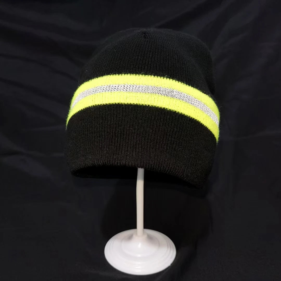 Reflective Hat Gear: Unisex, Warm, Thermal Knit Beanie with Reflective Stripe for Outdoor Sports / Rungear