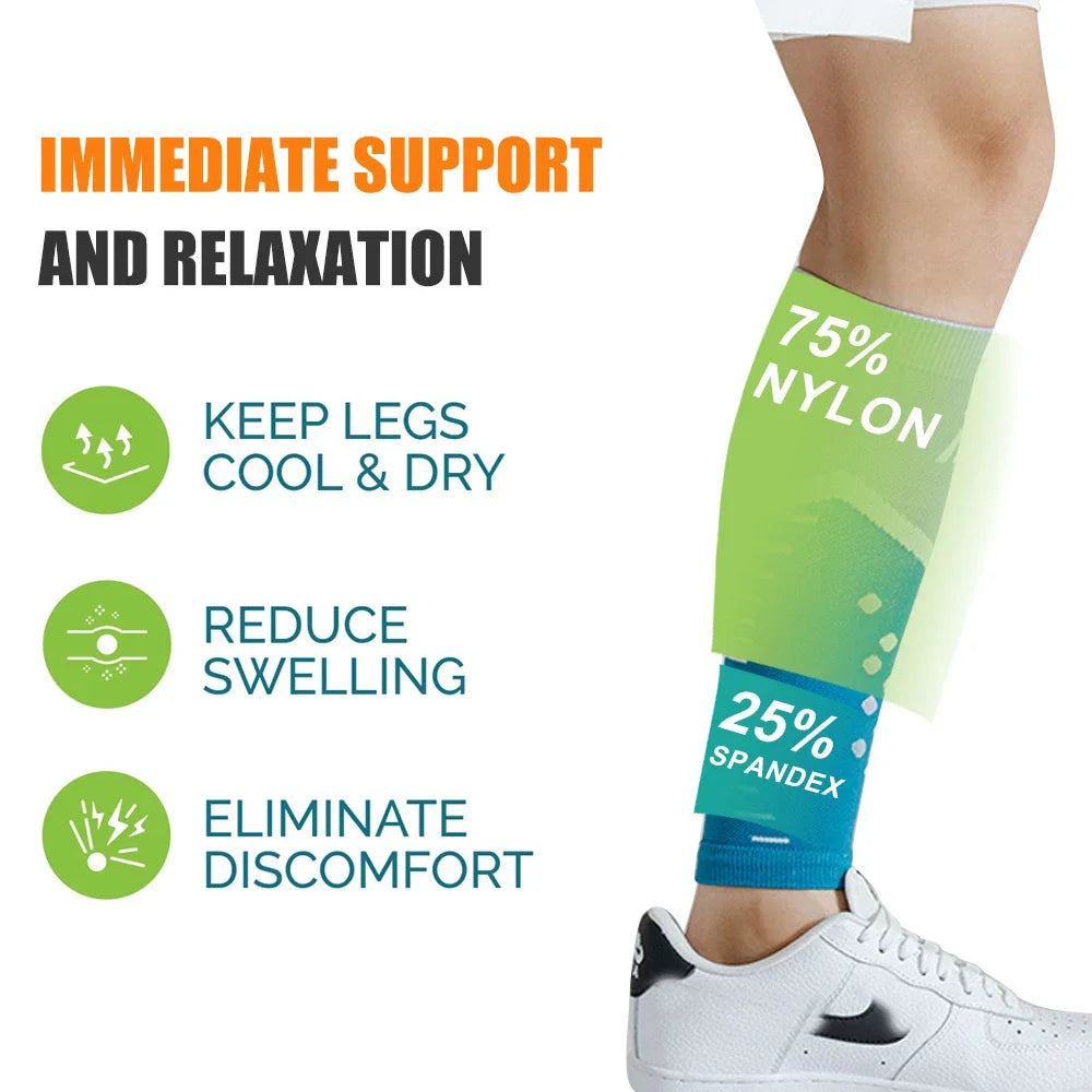 Compression Apparel Gear: 1Pair Unisex, Footless Calf Compression Sleeve Socks for Shin Splint &Varicose Vein / Rungear