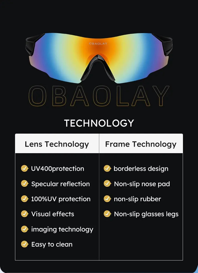 Obaolay Cycling Bicycle Eyewear For Men Women Outdoor Sport