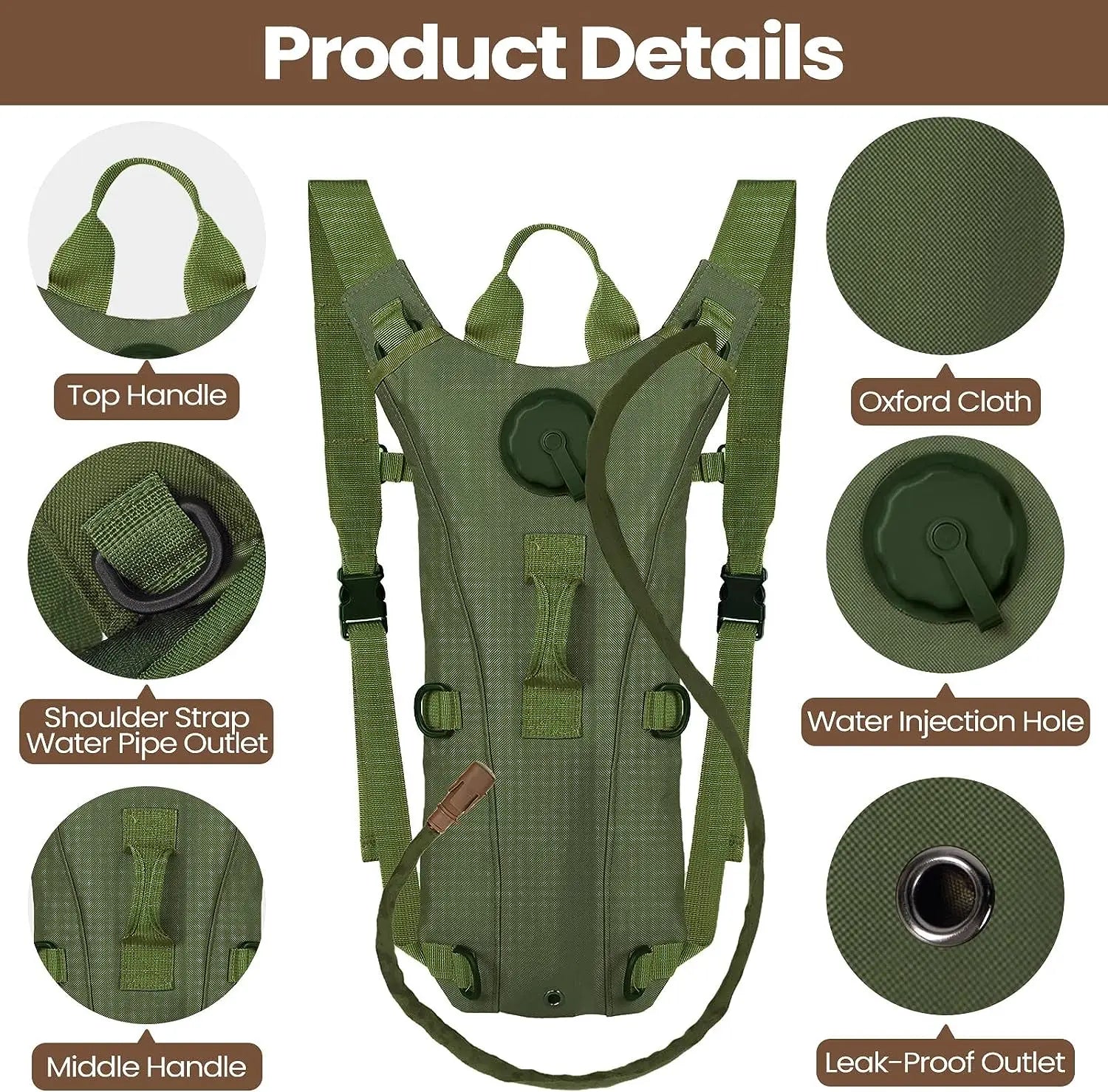 Hydration Pack Gear: Waterproof, Nylon Water Bag with 3L Bladder for Hiking, Cycling, Climbing, Running / Rungear