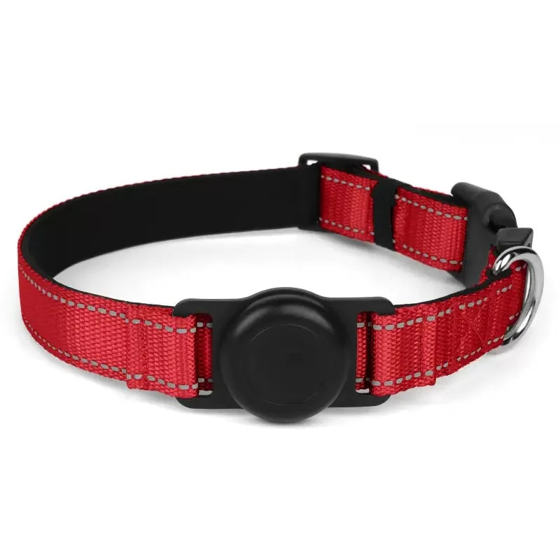 Reflective Adjustable AirTag Pet Collar with Buckle for Medium Dogs