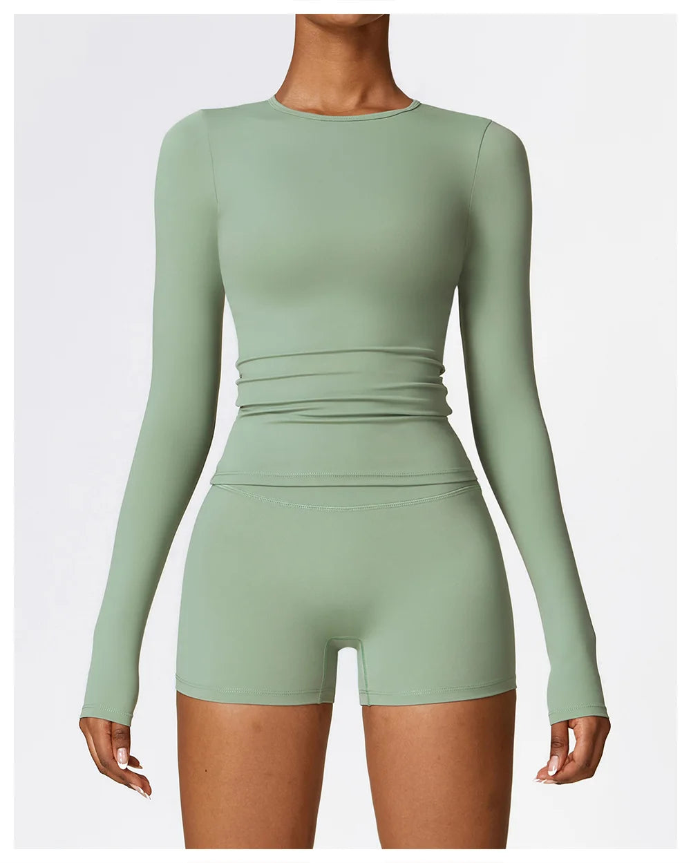Women's Quick Dry Apparel: Breathable, Long Sleeved, Round Neck, Crop Top Workout Running, Hiking Set /  Rungear