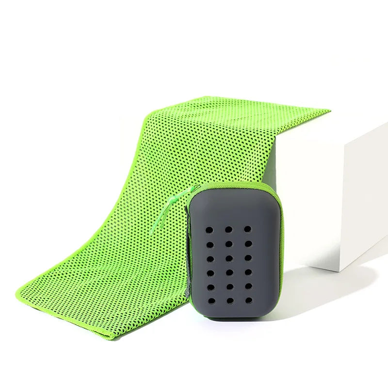 Quick Dry Towel Accessories: Soft, Breathable, Sweat Absorbent Towel with Storage Box for All Sports, Running, Gym Fitness / Rungear