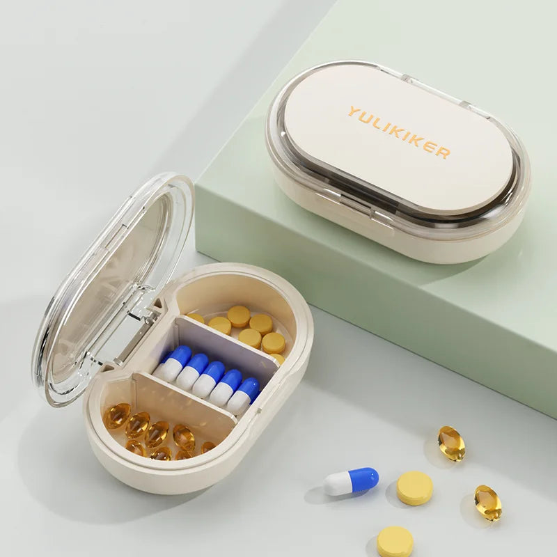 Portable Travel Size Moisture-Proof Medicine Box with Three Compartment Storage