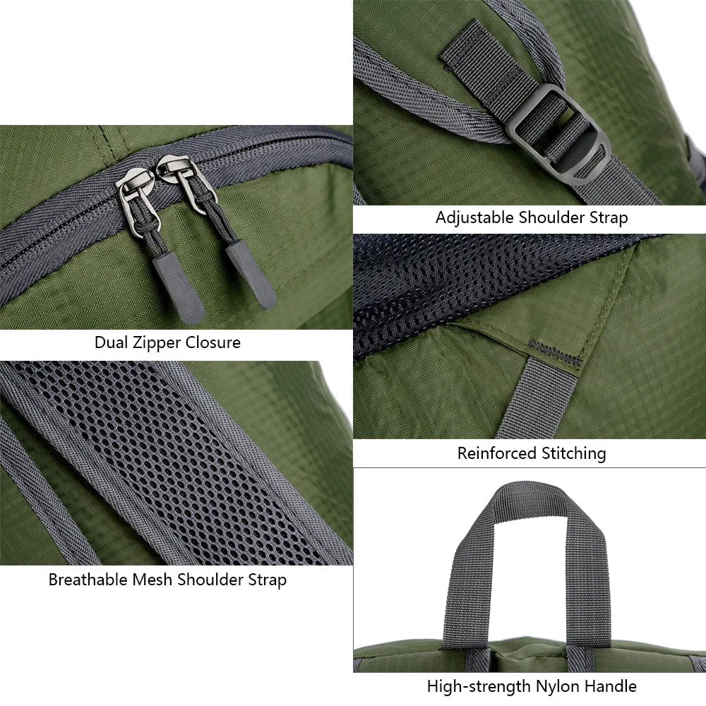 Lightweight Trail Accessories: Unisex, Waterproof, Packable Backpack For Travel, Hiking, Cycling / Rungear