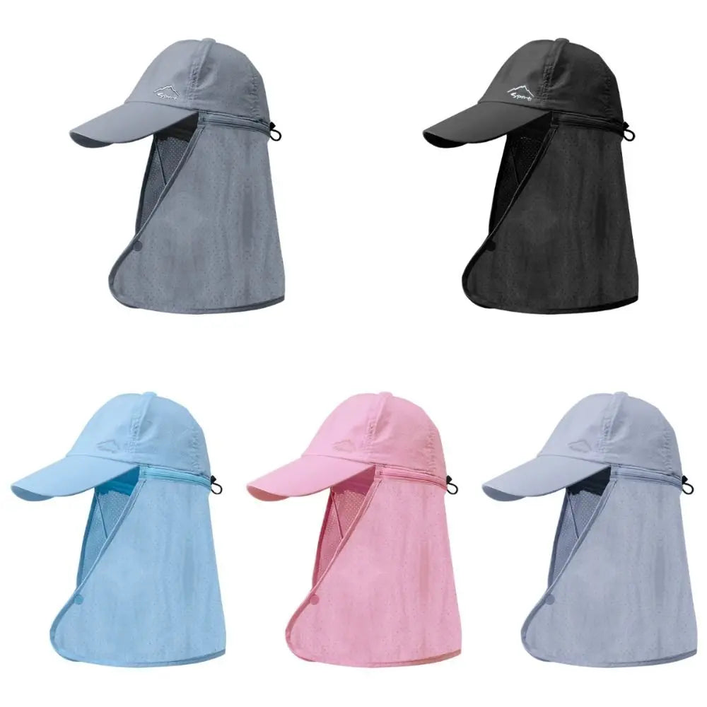 Unisex Breathable Detachable Mask Wide Brimmed Bucket Sunhat For All Outdoor Sports