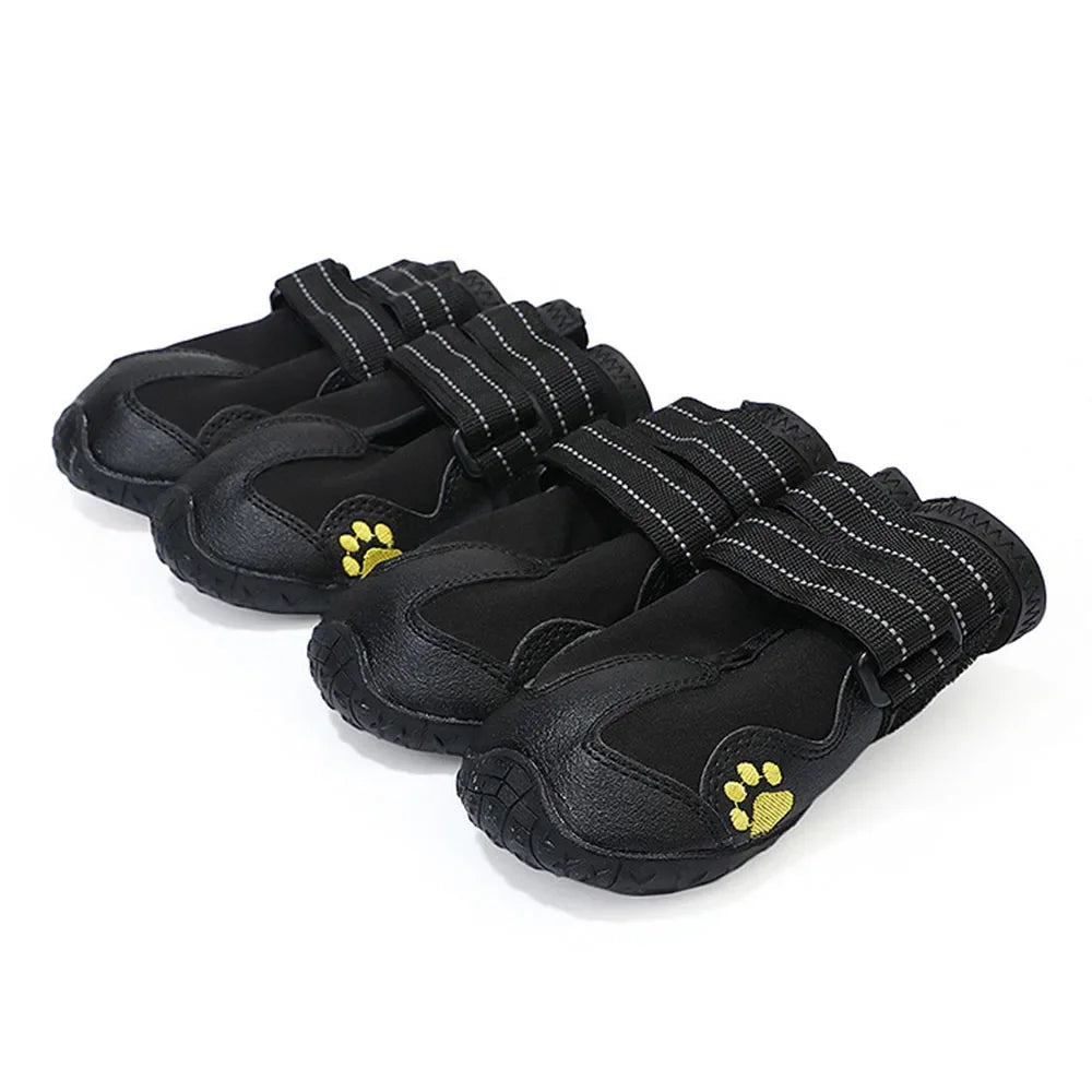 Dog Boots Accessories: 4Pc Protective, Waterproof, Reflective Anti-Slip Rubber Dog Booties / Rungear