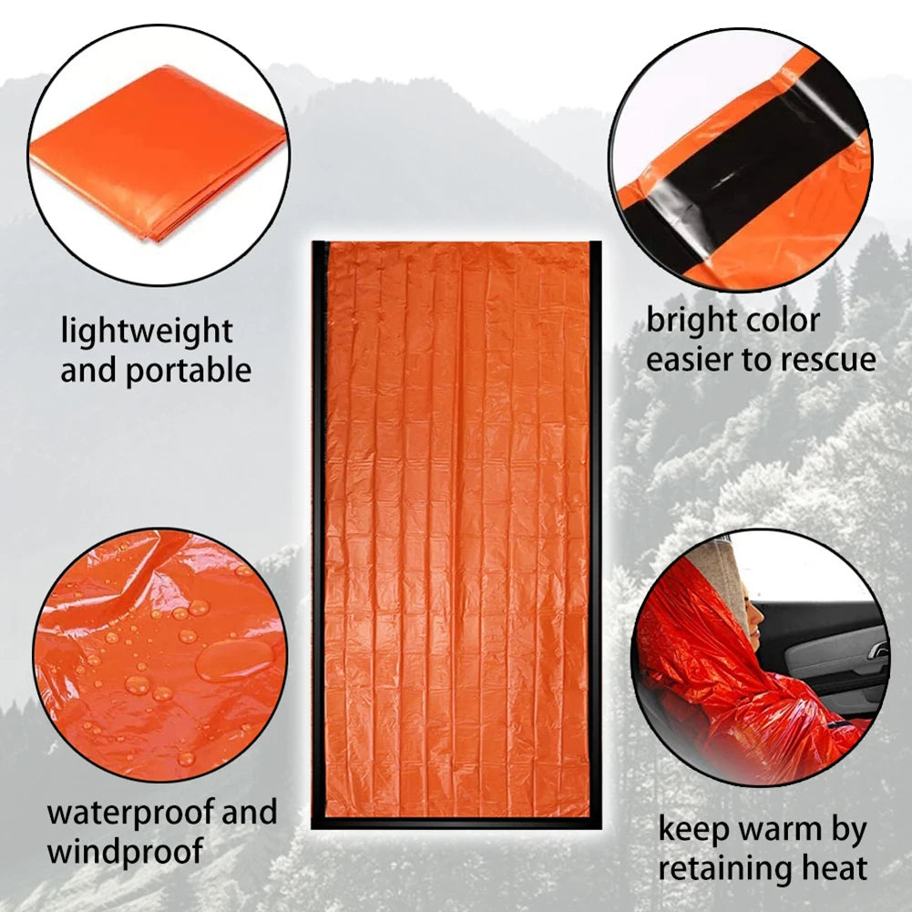 Trail Gear Accessories: Portable Waterproof, Thermal Emergency Survival Sleeping Bag (PE Aluminum Film) / Rungear