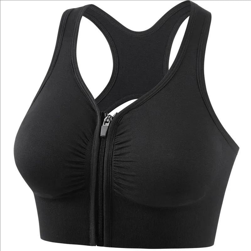 Women's Sports Bra With Front Zipper Design
