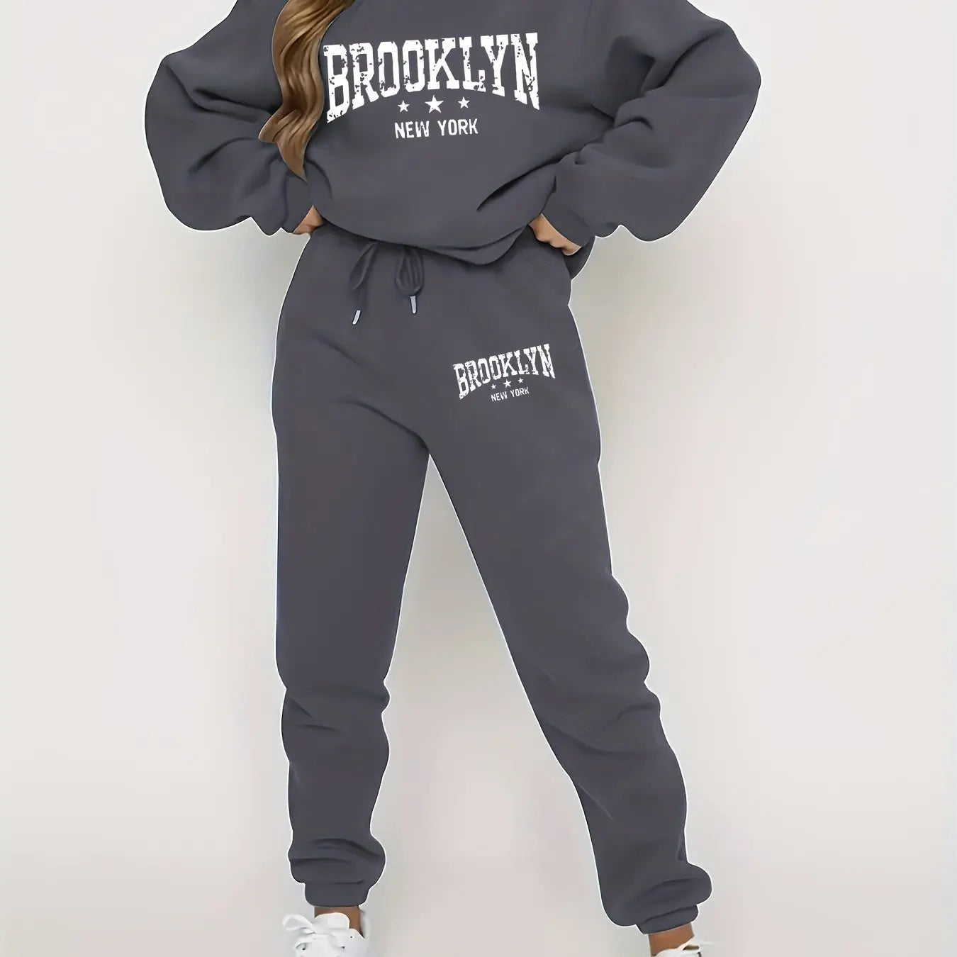 Autumn Winter Women's Sweater Pants Set  Women Hoodie set Street Hip Hop Clothing Casual Female  Clothing Plush sweatshirt