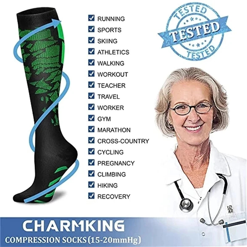 Running Compression Socks: 1 PC Medical 20-30mmhg Compression Socks for Flight, Travel, Pregnancy, Edema Diabetes, Varicose Veins / Rungear