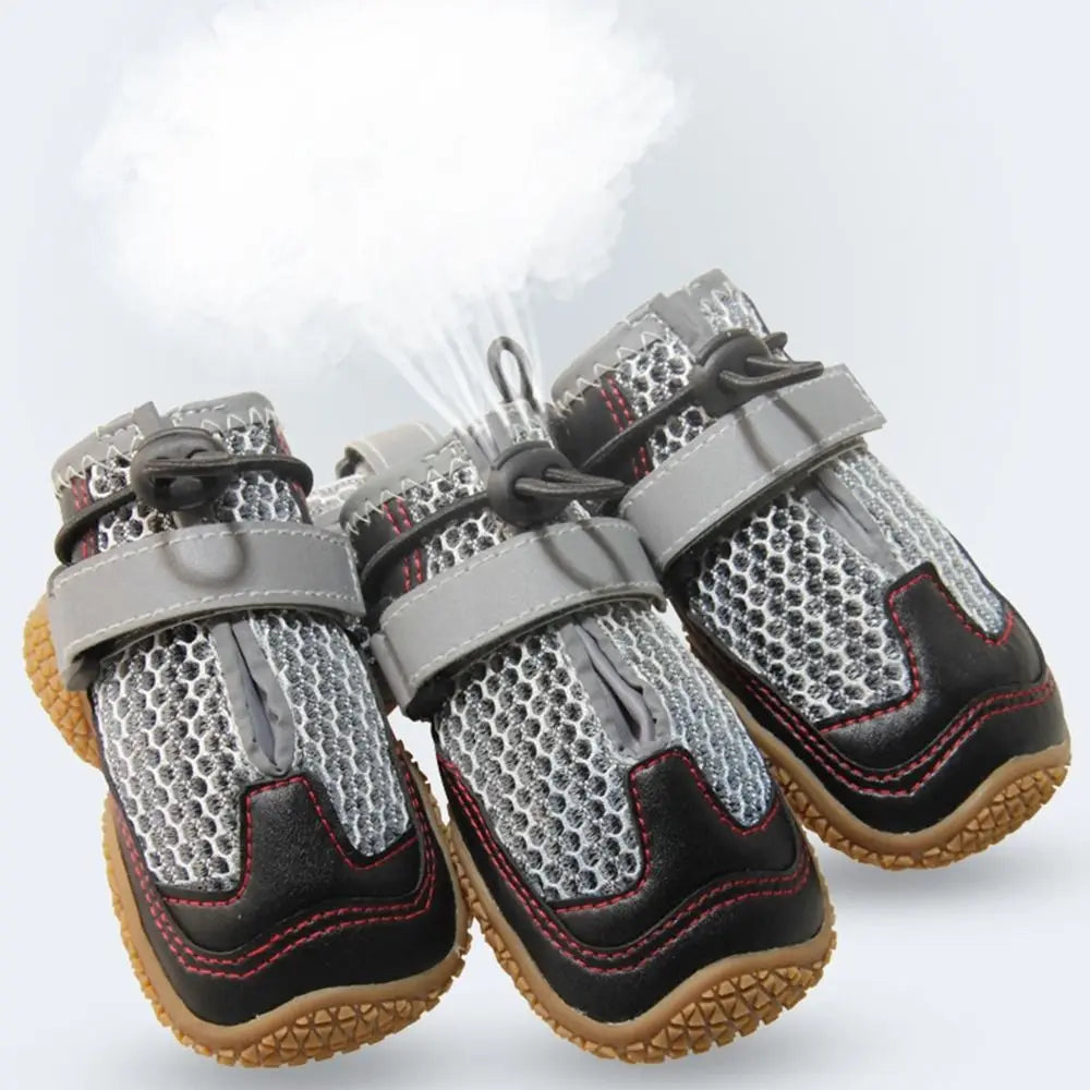 Dog Boots Accessories: 4 Pc Waterproof, Breathable, Anti-Slip, Comfortable Dog Boots With Adjustable Strap / Rungear