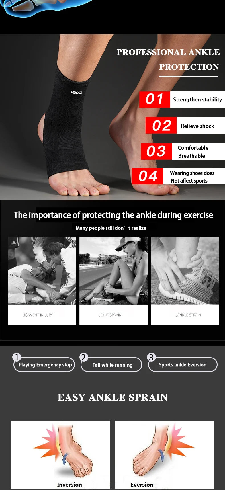 Running Recovery Accessories: 1 PC Elastic Breathable, Daily Wear, Ankle Support Sports Brace / Rungear