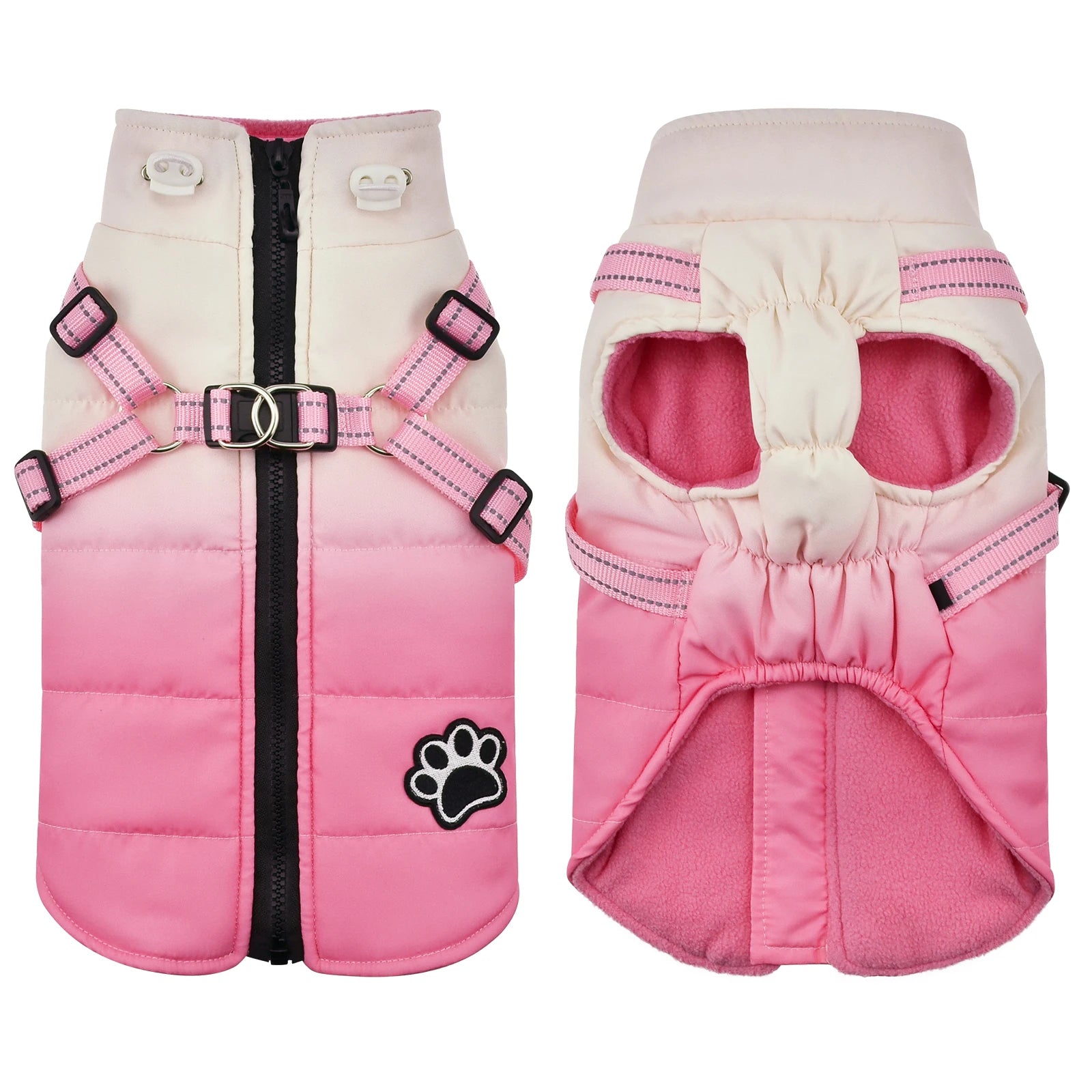 Dog Jacket Accessories: Winter Warm, Reflective, Windproof Harness With Back Zipper / Rungear