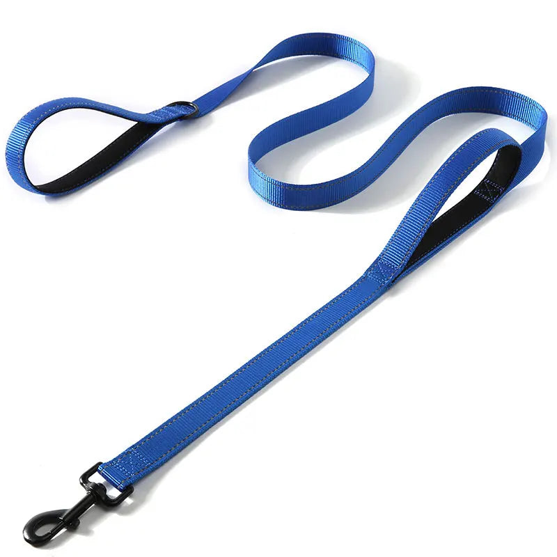 Pet Accessories Gear: 6FT Heavy Duty, Double Handle, Reflective, Nylon Dog Leash for Large Medium Dogs / Rungear