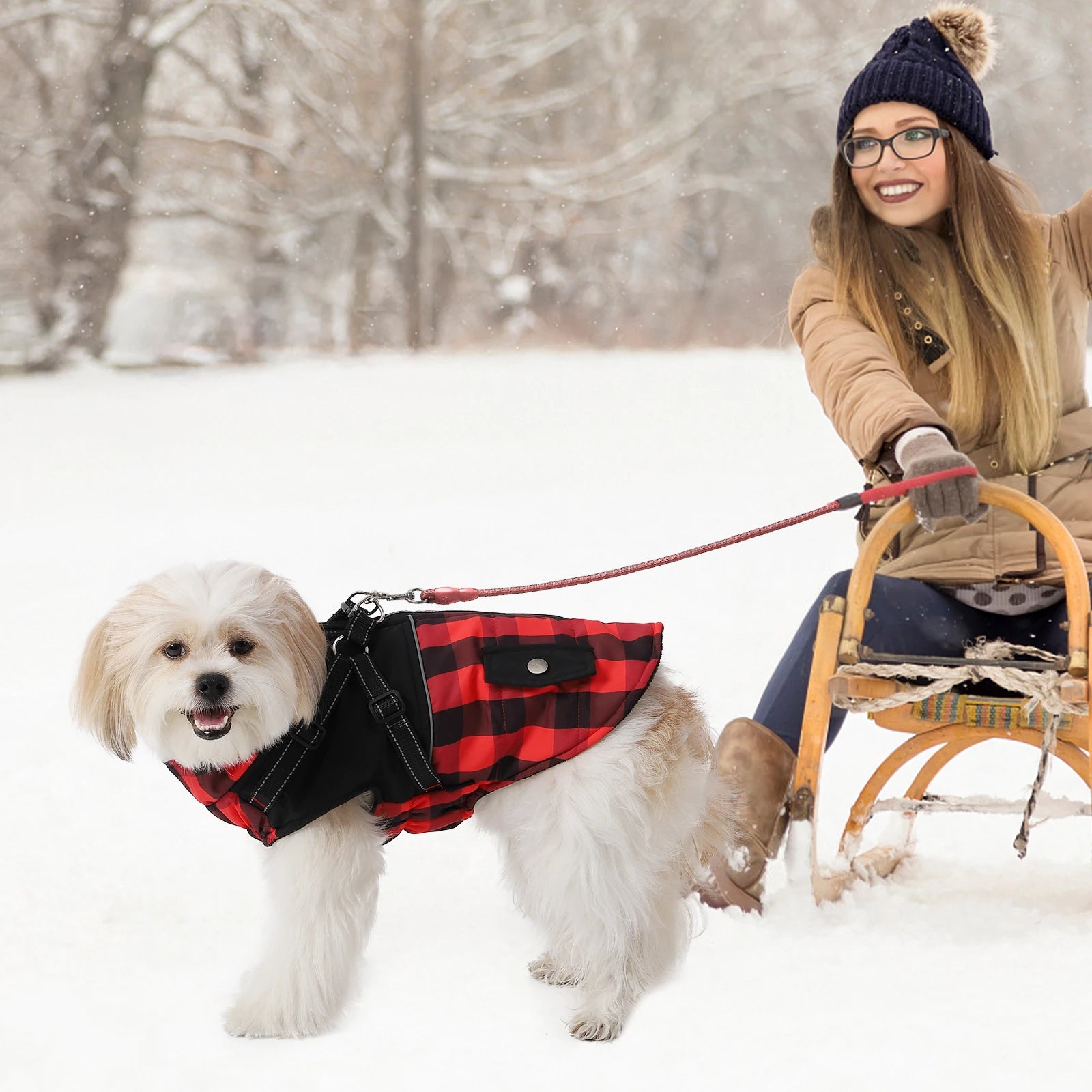 Dog Jacket Accessories: Winter Warm, Reflective, Windproof Harness With Back Zipper / Rungear