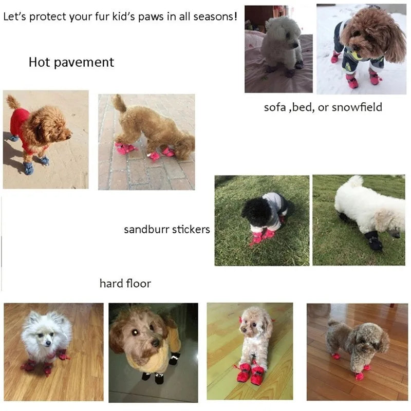 Pet Gear Accessories: 4PC Small, Waterproof, Anti-Slip, Thick, Warm Pet Dog Shoes for Rain, Snow / Rungear