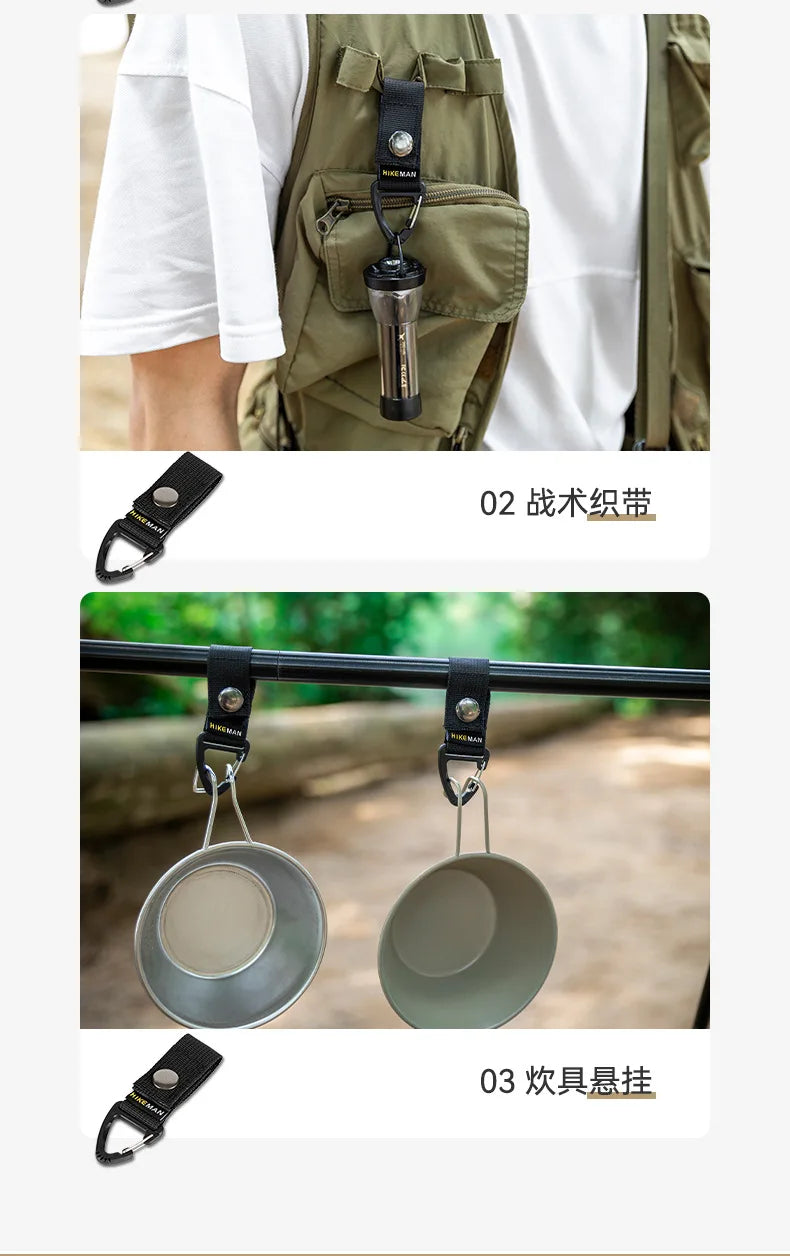 Trail Gear Accessories: HIKEMAN Nylon Webbing Carabiner, Multi Tool Clip Keychain / Rungear