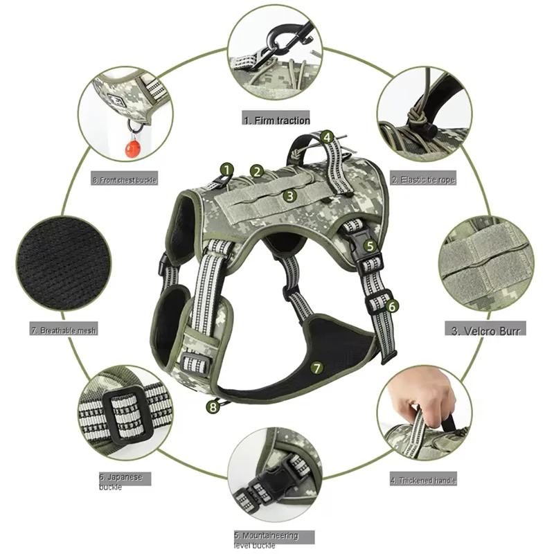 Dog Reflective Gear: Tactical Training, No Pull, Adjustable, Reflective Safety Dog Vest / Rungear
