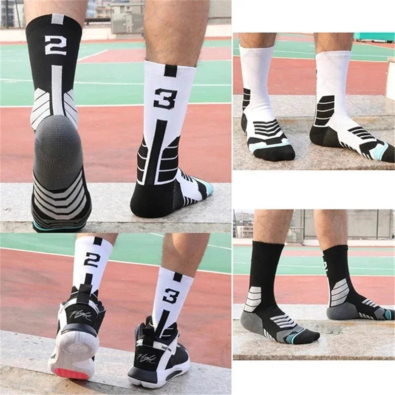 Running Compression Gear: Unisex, High Quality, Towel Bottom, Compression Sports Socks With Number Print / Rungear