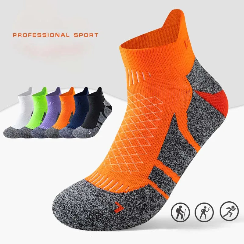 2025 Unisex Professional Thick Cushioned Low Cut Marathon Running Sports Ankle Socks