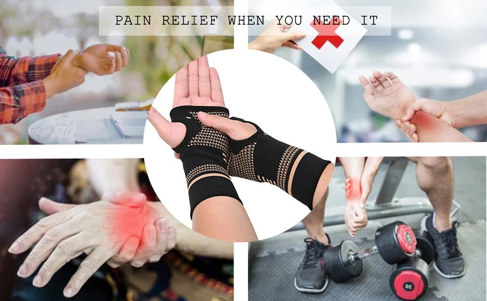 Running Recovery Apparel: AOLIKES 1 Pair Wrist Support Sleeves, Copper Infused, Injury Recovery, Left Right, Arthritis / Rungear