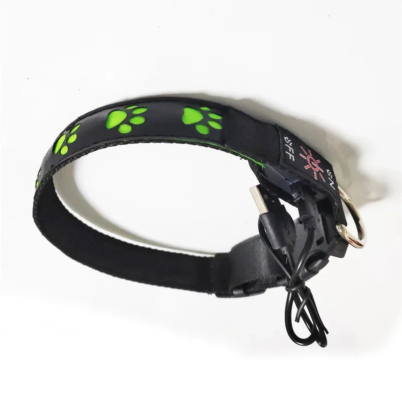 Dog Safety Gear: LED Luminous Dog Collar, Safety Light Tag Paw Print For Dogs / Rungear