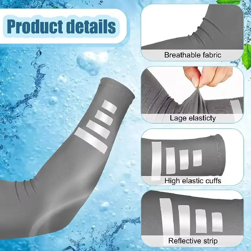 Running Gear Accessories: 1 Pair Ice Silk Arm Sleeves for Summer Quick-Drying Breathable Sun Protection Reflective Night Running Cycling Arm Covers