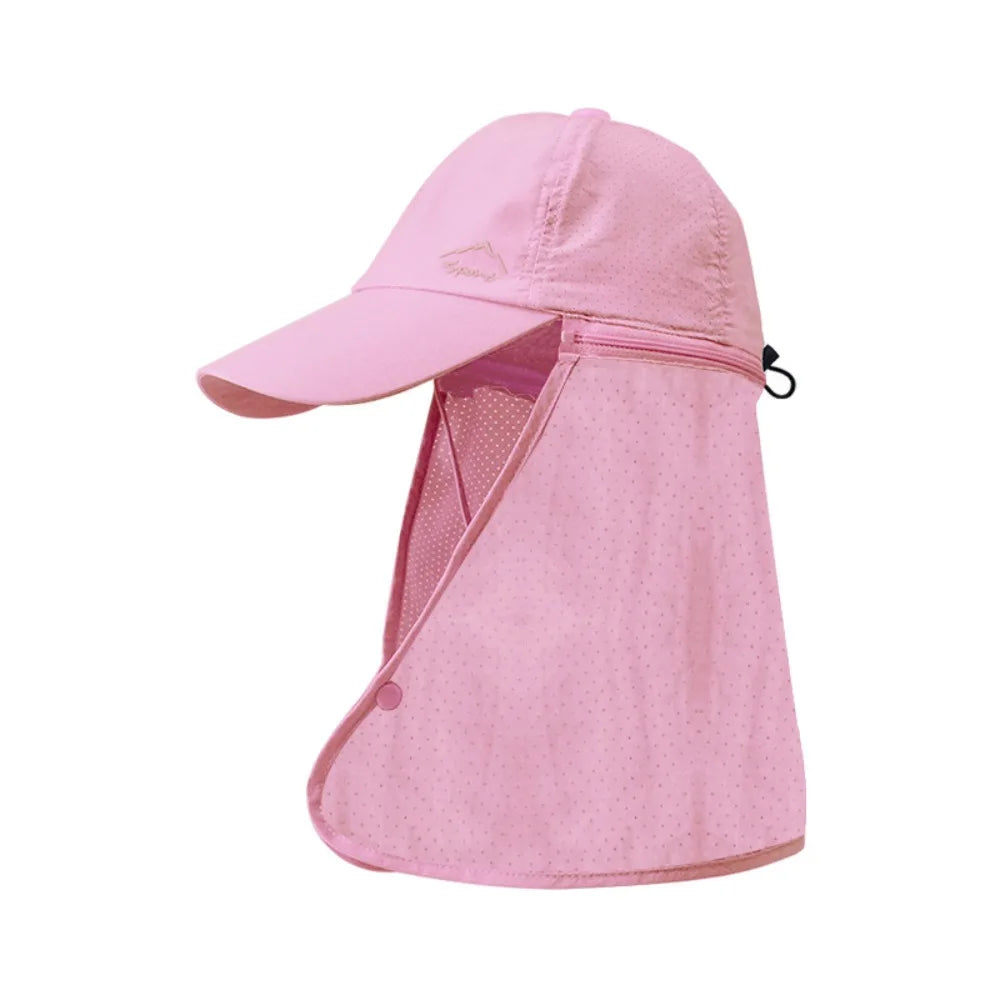 Unisex Breathable Detachable Mask Wide Brimmed Bucket Sunhat For All Outdoor Sports