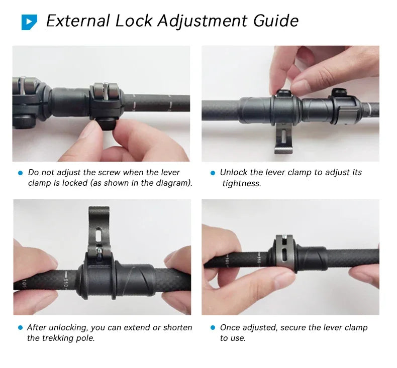 Carbon Ultra Light Foldable And Anti Slip Drill Rod Hiking Poles With External Lock