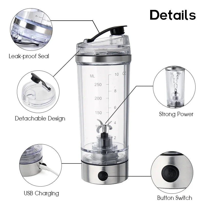 Running Hydration Gear: 250ML USB Vortex, Electric Protein Shake Smart Blender for Fitness, Running, Hiking, All Sports / Rungear