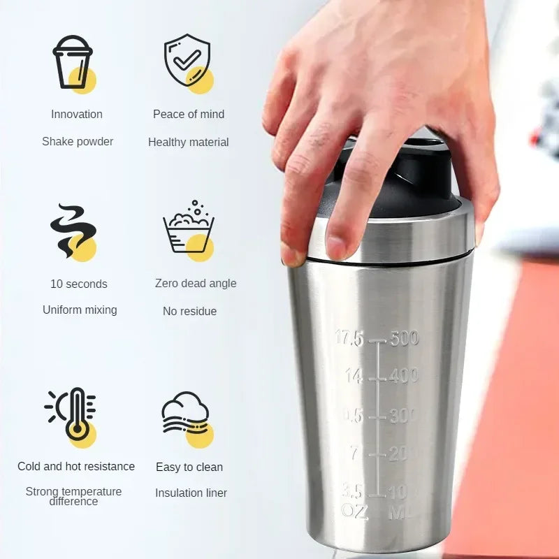 Running Hydration Gear: Portable, Sports Nutrition, Stainless Steel Protein Shaker Cup / Rungear
