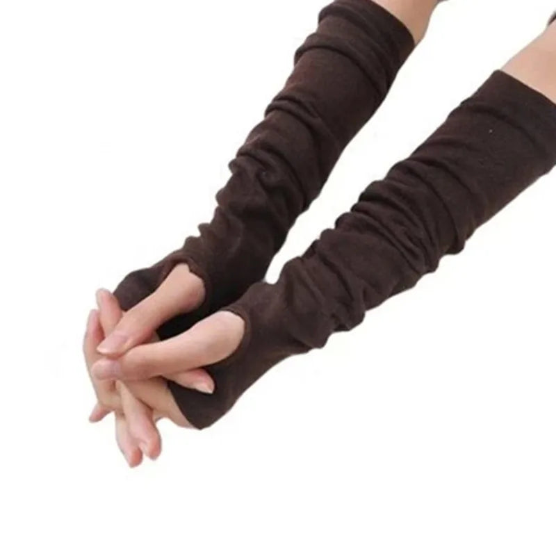Running Winter Accessories: Unisex, Long, Warm, Half-Finger, Stretchy Mitten Gloves for Outdoor Sports / Rungear