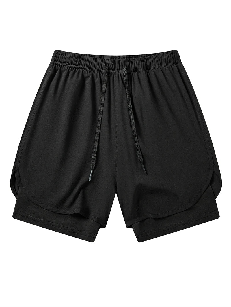Men's Quick-Dry Apparel: Quick Dry, Stretchy 2 in 1 Running Workout Performance Activewear Shorts with Phone Pocket, Towel Loop / Rungear