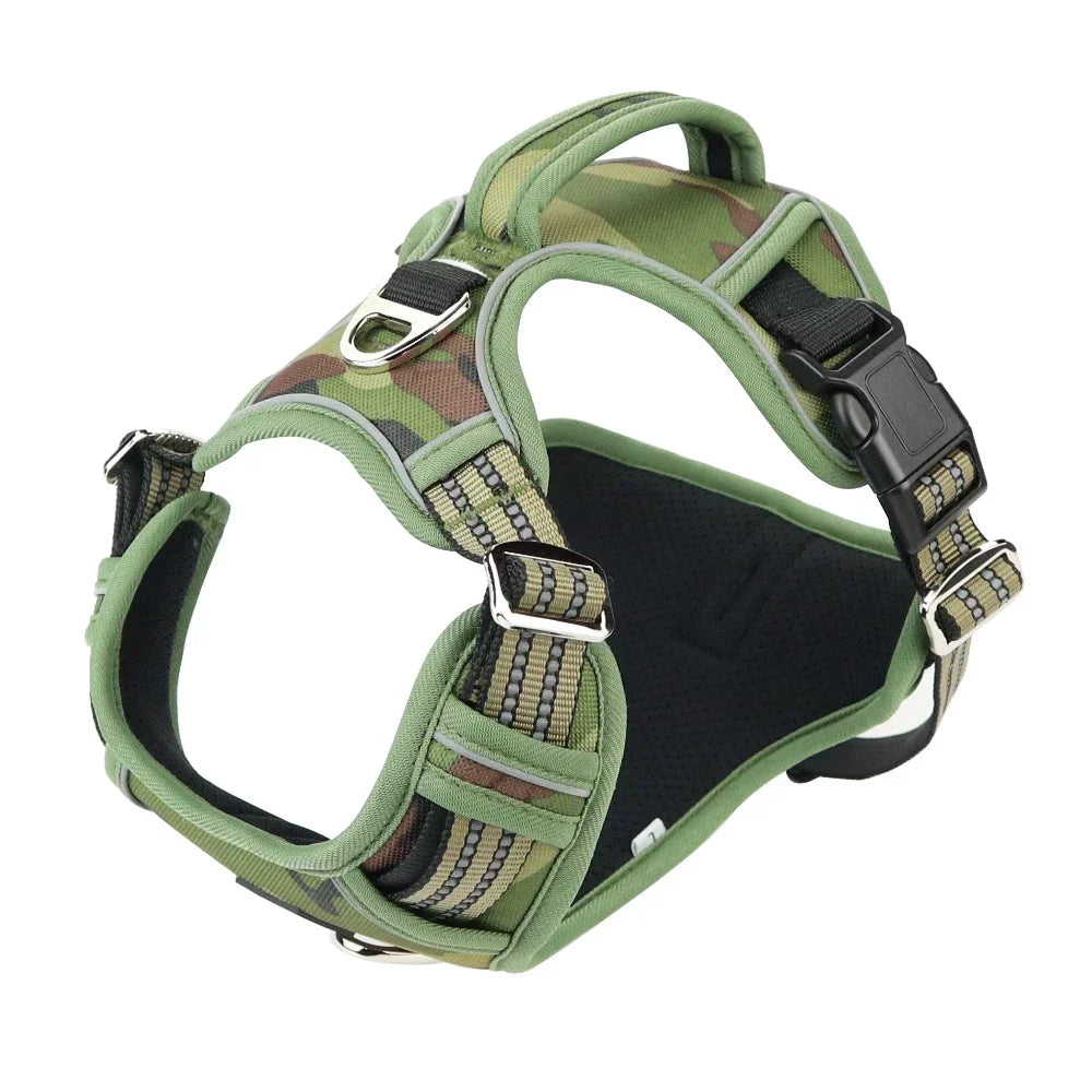 Reflective Pet Accessories:  Dog Harness with Vertical Handle, Adjustable Dog Collars for Big Medium Dogs, 1000D Oxford Cloth / Rungear