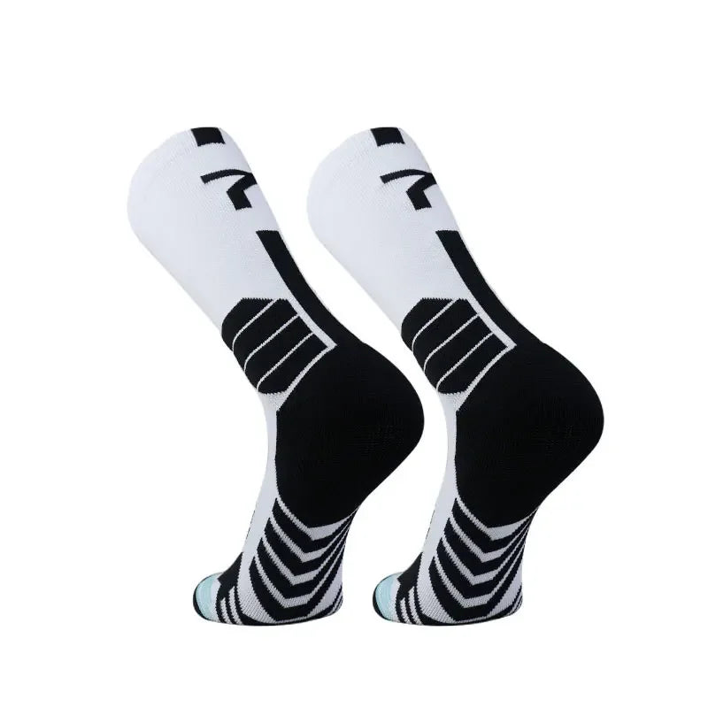 Running Compression Gear: Unisex, High Quality, Towel Bottom, Compression Sports Socks With Number Print / Rungear