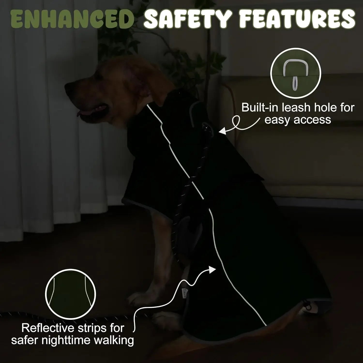 Reflective Dog Gear: Waterproof, Outdoors Raincoat Windbreaker for All Dog Sizes With Reflective Strip, Adjustable Straps & Snap Button / Rungear