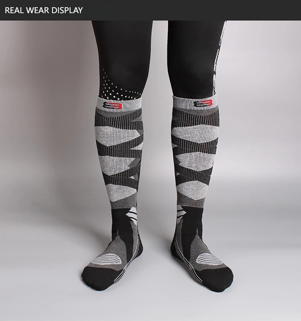 Sock Gear Accessories: GTUBIKE 1 PR Winter Warm, Anti-Slip, Moisture-Wicking, Thickened Compression Thermal Socks / Rungear