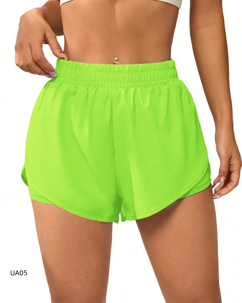 Women's 2-in-1 Quick Dry Running Shorts High Waist Yoga Gym Workout Sports Anti-Chafe Athletic Shorts Tennis And Beach