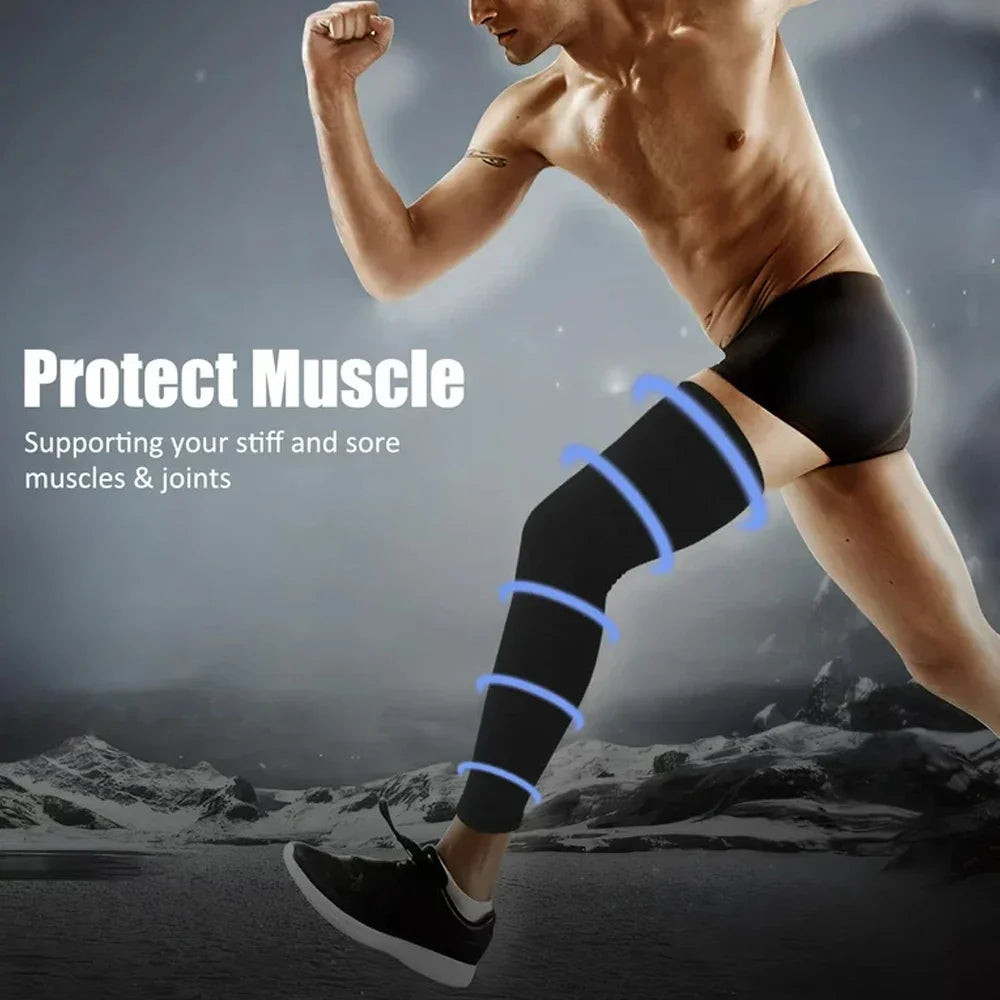 Running Compression Apparel: 1PC Full Length, Unisex, Compression Sports Leg Sleeve for Thigh, Knee, Calf / Rungear